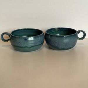 Studio Art Pottery Blue Wave Glazed Mug David & Cathy Robinson NH Pottery